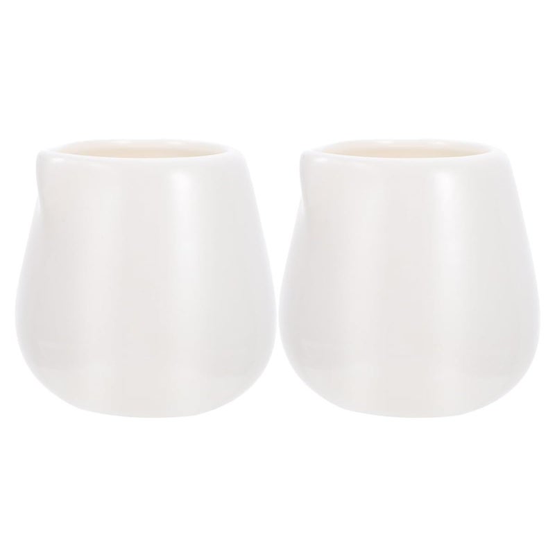 Ceramic Milk Pitchers 2 Piece Set Large Handleless Porcelain Creamer Jugs Kitchen Sauce Cups - Image 2