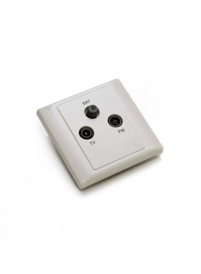 FYM - SAT/TV/FM Socket Outlet, Glacier, 86x86mm, Polycarbonate Fire Retardant, White, Durable & High Quality | 1 Year Warranty