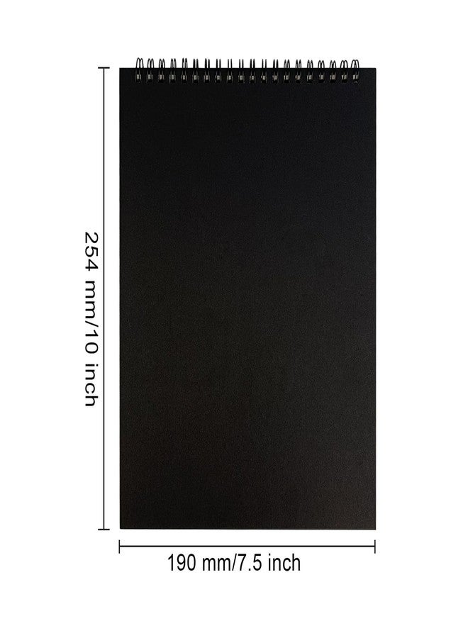 DSTELIN دفتر رسم عمودي أسود من DSTELIN، عبوة 2، 10 × 7.5 بوصة، غلاف من كرتون صلب 1150GSM، 100 صفحة / 50 ورقة، ورق 100GSM - Image 2