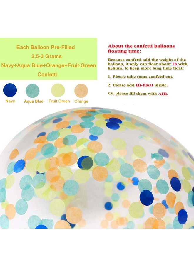 Haptda Dinosaur Balloons 40 Pack 12 Inch Orange Light Blue Fruit Green Latex Balloons With Confetti Balloon For Baby Shower Dino Jungle Jurassic Birthday Party Decorations Supplies With Ribbon - Image 5