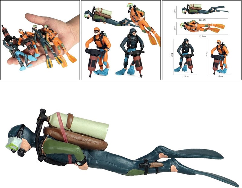 klarako Realistic Miniature Diver Figure Scene Diving Adventure Oceans Pavilion Decor Fish Tank Mini Swimmer Figurine Toy Party Supplies - style 1 - Image 3