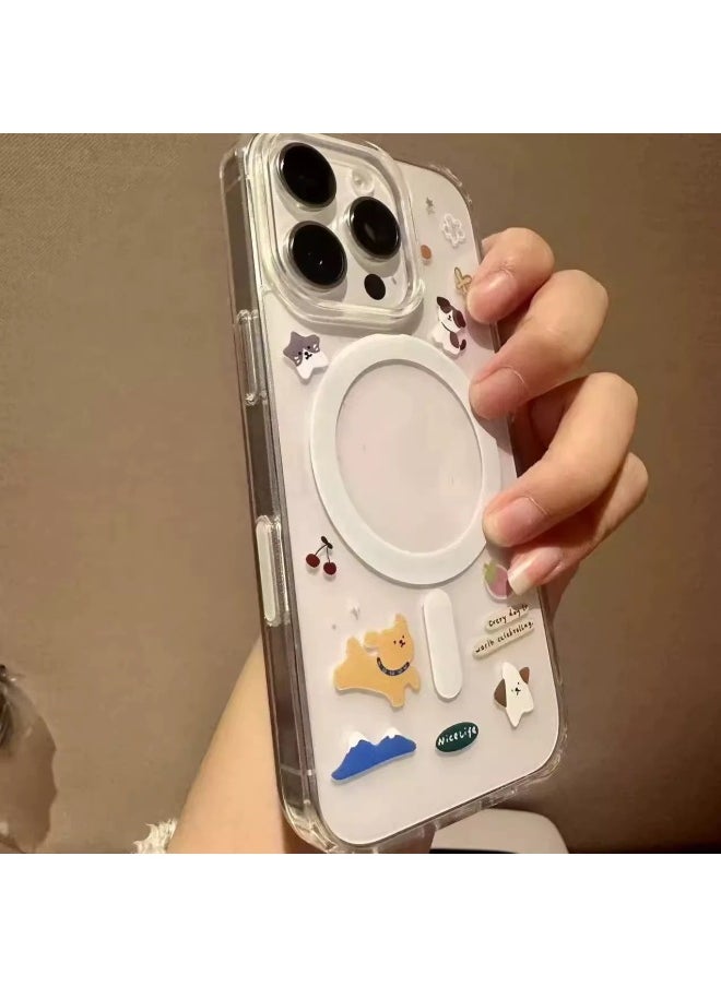 Dog Snowman For Apple IPhone16PROMAX With AI Camera Touch Smart Button Magnetic Suction Phone Case-Color: Magnetic Shell-puppy Cherry Strawberry-Applicable Models:Apple 16promax