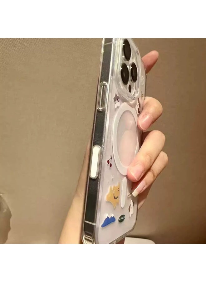 Dog Snowman For Apple IPhone16PROMAX With AI Camera Touch Smart Button Magnetic Suction Phone Case-Color: Magnetic Shell-puppy Cherry Strawberry-Applicable Models:Apple 16promax