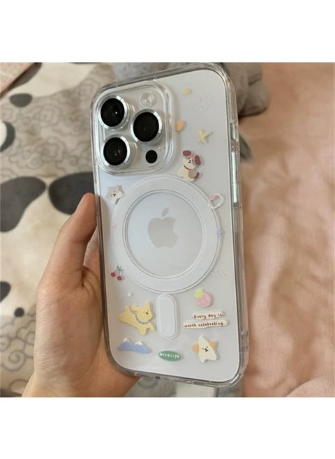 Dog Snowman For Apple IPhone16PROMAX With AI Camera Touch Smart Button Magnetic Suction Phone Case-Color: Magnetic Shell-puppy Cherry Strawberry-Applicable Models:Apple 16promax
