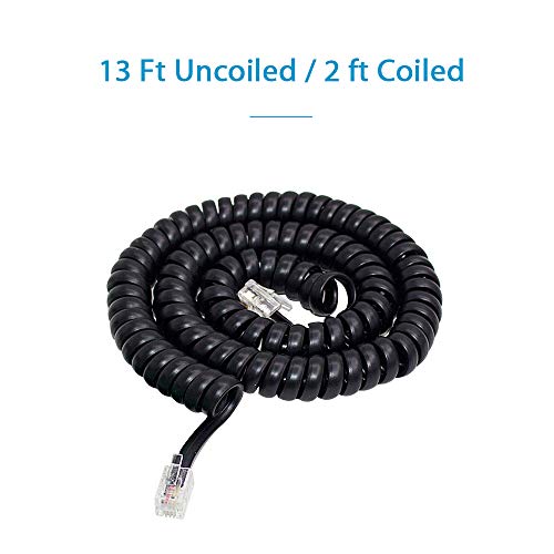 SHONCO Phone Cord Landline, 2 Pack 4M 13Ft Telephone Cord,Phone Cord,Phone Cords for landline with Standard RJ9 4P4C Plugs,Black - Image 2