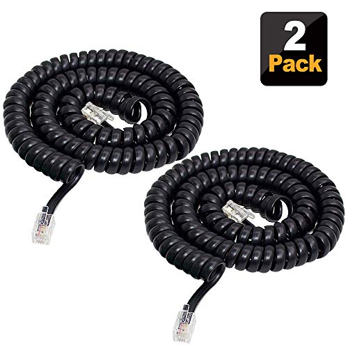 SHONCO Phone Cord Landline, 2 Pack 4M 13Ft Telephone Cord,Phone Cord,Phone Cords for landline with Standard RJ9 4P4C Plugs,Black - Image 1
