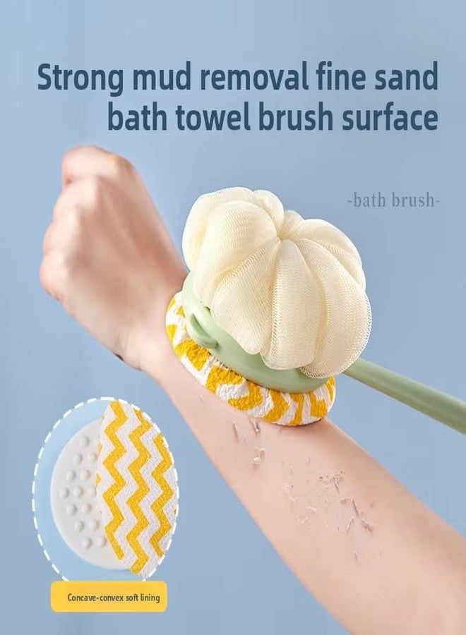 QUIRA Long Handle Bath Brush, Soft Flower Sponge Head, Ergonomic Design for Shower, Body Cleaning (Multicolour) - Image 3