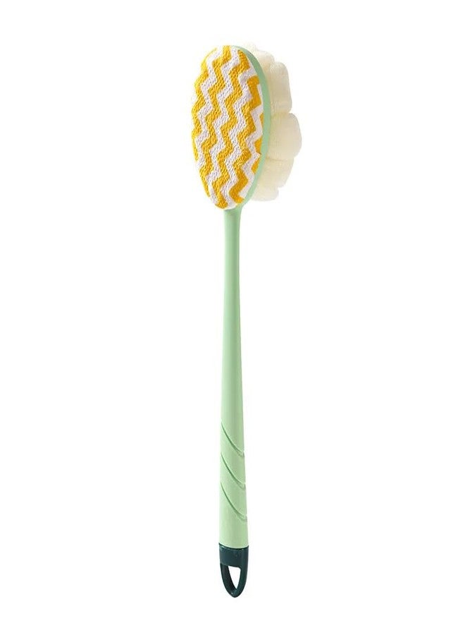 QUIRA Long Handle Bath Brush, Soft Flower Sponge Head, Ergonomic Design for Shower, Body Cleaning (Multicolour) - Image 1