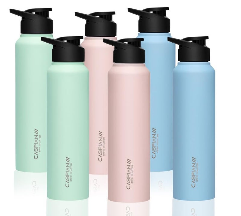 CASPIAN /// Hike ISI Certified Stainless Steel Water Bottle 1ltr.(Multi-colour, 1 Litre, Set of 6) | Leak Proof Sipper for Fridge Home Office Travel School Kids Boys Girls Adults Sports Gym| BPA Free - Image 1