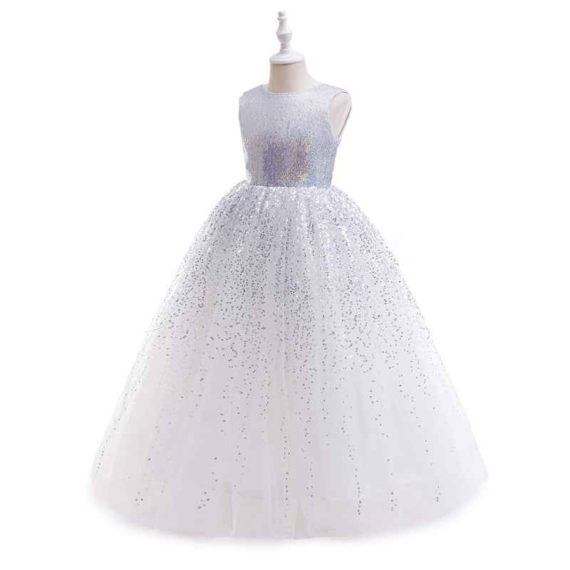 DPKM Flower Girls Sequin Dress Bridesmaid Sparkle Formal Wedding Party Birthday Kids Pageant Princess Prom Ball Gown - Image 4