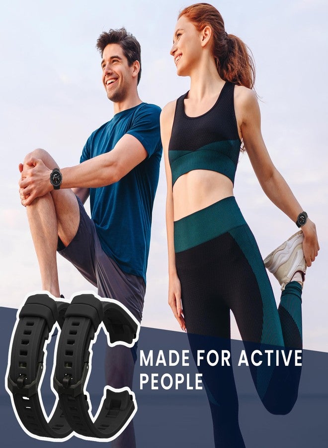 kwmobile Straps Compatible with Amazfit Active Edge (A2212) Straps - 2x Replacement Silicone Watch Bands - Black - Image 3