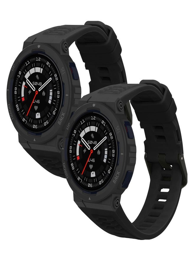 kwmobile Straps Compatible with Amazfit Active Edge (A2212) Straps - 2x Replacement Silicone Watch Bands - Black - Image 1