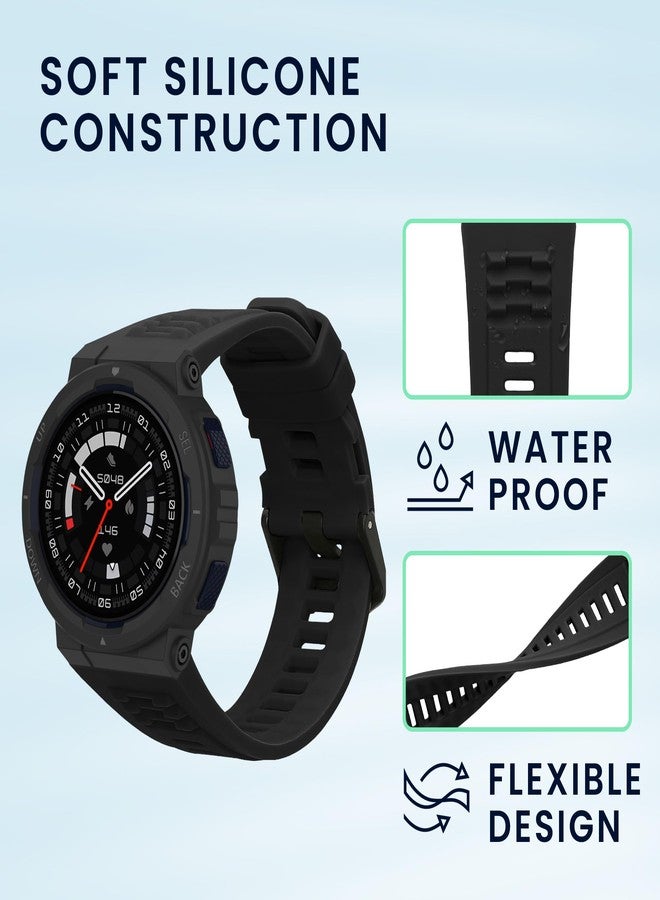 kwmobile Straps Compatible with Amazfit Active Edge (A2212) Straps - 2x Replacement Silicone Watch Bands - Black - Image 4