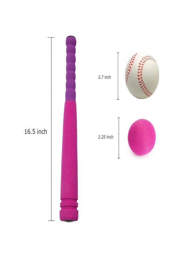CeleMoon Soft Foam Kids Baseball Bat Toy Set with 3 Balls, 16.5 Inch [Mini Size] for Toddlers Girls Daughters Age 3 Years Old Indoor Outdoor Sport T Ball Bat Playing Game, Pink - Image 2