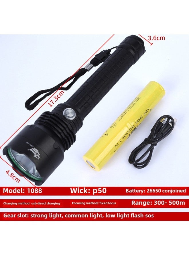 Aluminum Alloy High-Power Long-Lasting Outdoor Flashlight Powerful Illumination Portable Lighting Tool For Security And Rescue-Product Specifications:1088 - Image 1