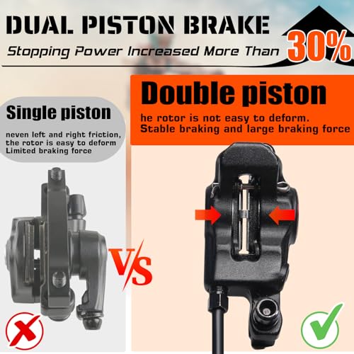 BUCKLOS MTB Hydraulic Disc Brakes, Mountain Bike Left Front 800mm Right Rear 1450mm Hydraulic Brake Set Aluminum Alloy Levers with Calipers PM/is Adapter Fit EBike/Fat Bike - Image 2