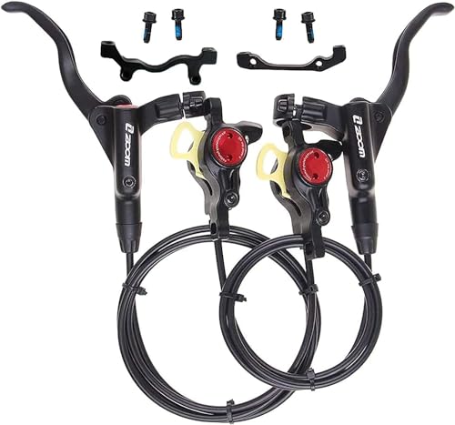 BUCKLOS MTB Hydraulic Disc Brakes, Mountain Bike Left Front 800mm Right Rear 1450mm Hydraulic Brake Set Aluminum Alloy Levers with Calipers PM/is Adapter Fit EBike/Fat Bike - Image 1