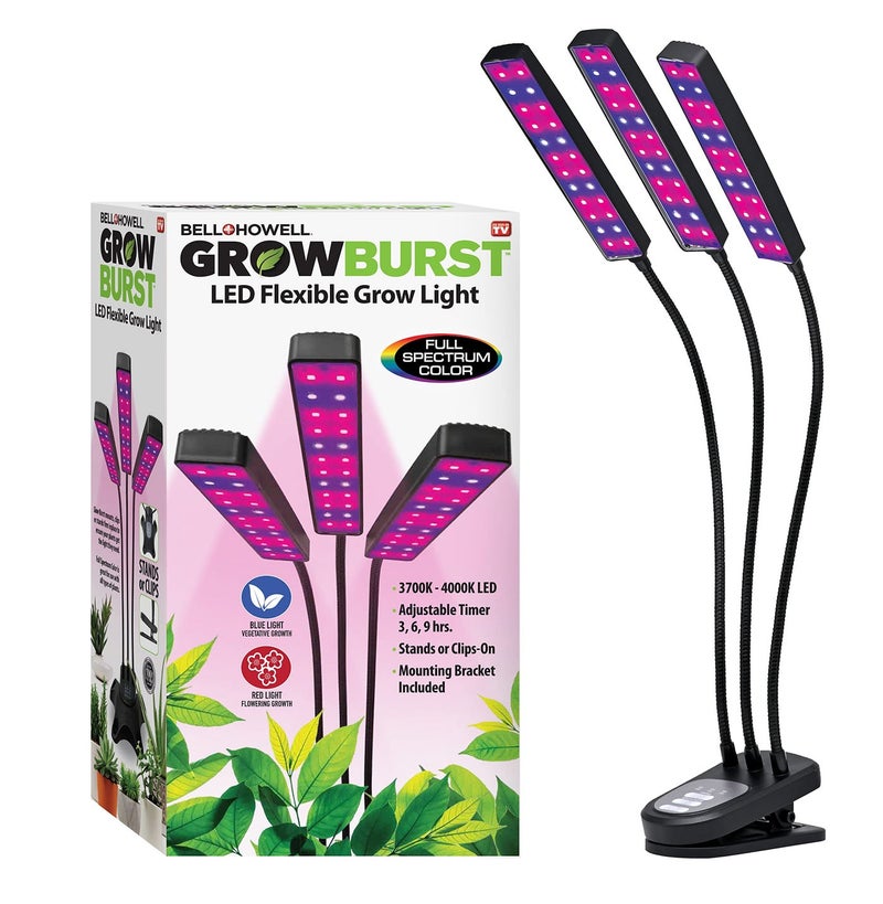 BellHowell Growburst 24 Indoor Plant Growing Lamp with 8 Brightness Settings 3 Light Modes Including Full Spectrum UV Light As Seen On TV