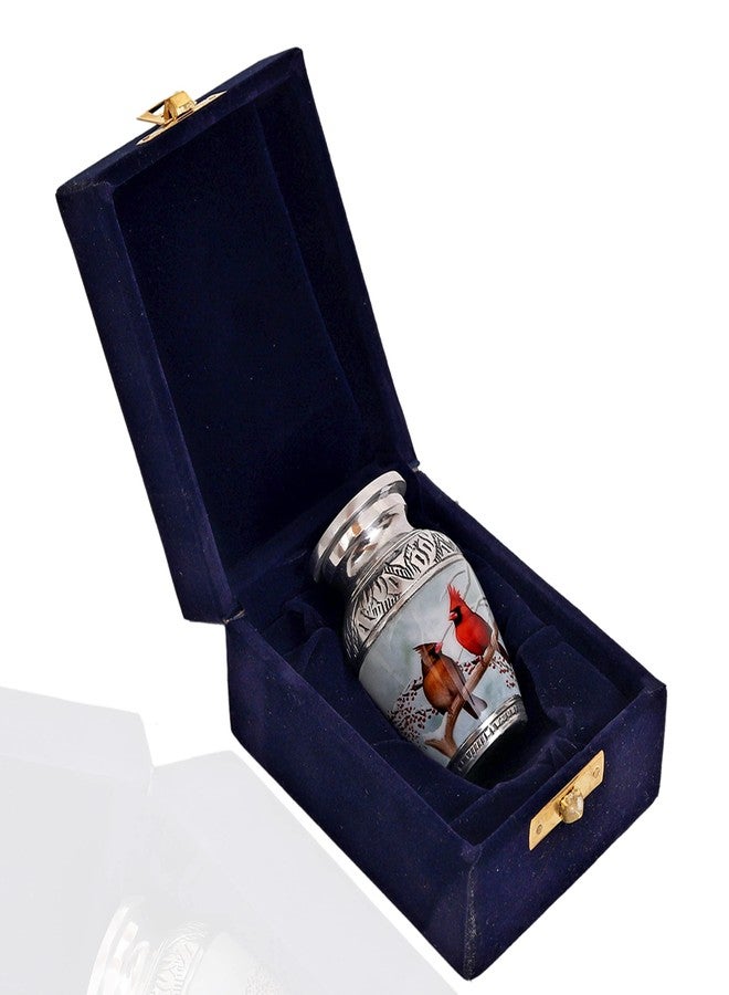 HLC Beautiful Small Lovely Cardinal Couple Bird Keepsake Urn - Keepsake Urn for Human Ashes with 1 Velvet Box Bag - Peaceful Engraved Mini Memorial Affordable Keepsake Urn (4.5.in) - Image 3