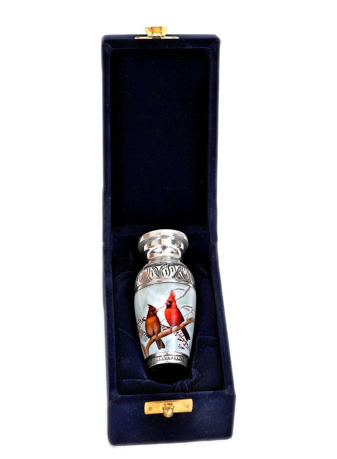 HLC Beautiful Small Lovely Cardinal Couple Bird Keepsake Urn - Keepsake Urn for Human Ashes with 1 Velvet Box Bag - Peaceful Engraved Mini Memorial Affordable Keepsake Urn (4.5.in) - Image 2