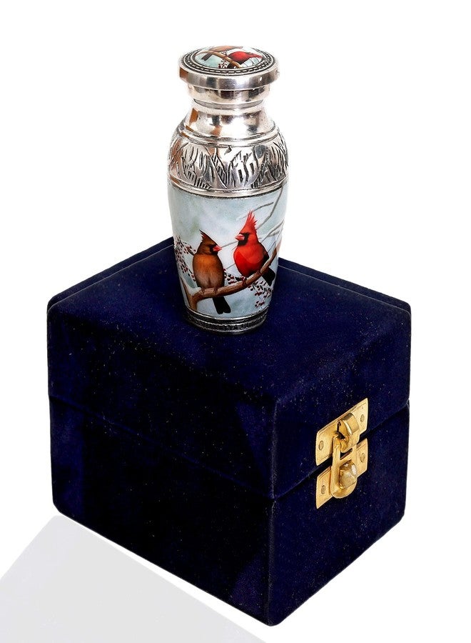 HLC Beautiful Small Lovely Cardinal Couple Bird Keepsake Urn - Keepsake Urn for Human Ashes with 1 Velvet Box Bag - Peaceful Engraved Mini Memorial Affordable Keepsake Urn (4.5.in) - Image 4