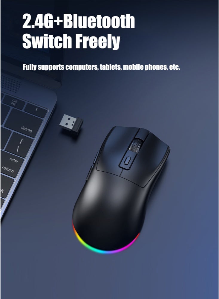 LEAVEN Dual-mode Bluetooth 2.4G Wireless Gaming Mouse with Magnetic Charging Dock, Lightweight Anti Slip Mouse, 800-1600 DPI, BT/2.4Ghz/Wired, 60g, for PC/MAC - Image 3