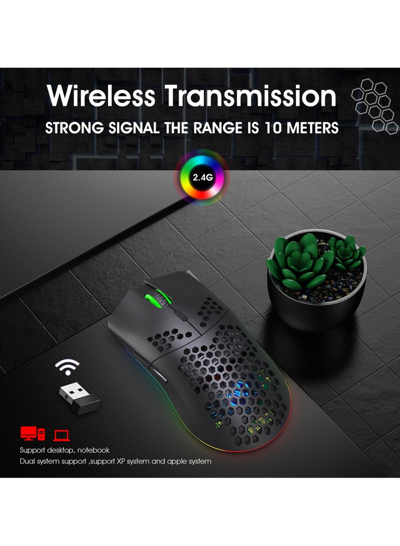 بوليفياز ماوس قيمنق لاسلكي, تصميم خفيف الوزن على شكل خلية نحل مجوفة, سلكي/BT/2.4 جيجاهرتز لاسلكي, تصميم مريح, ماوس إضاءة RGB قابل لإعادة الشحن لأجهزة الكمبيوتر الشخصية وأجهزة الكمبيوتر المح - Image 3