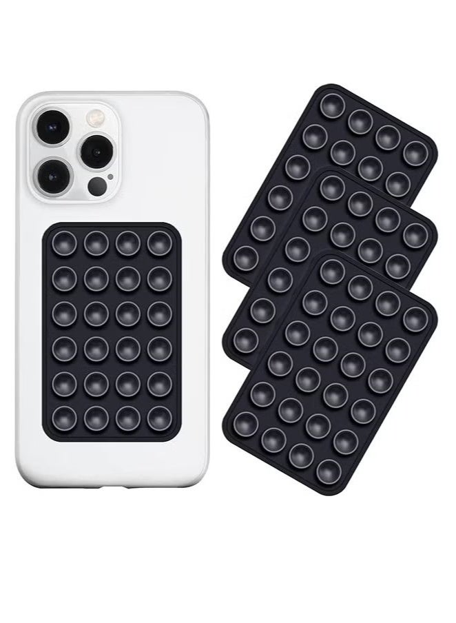 Suction Phone Case Mount, 4Pcs Silicone Phone Suction Grip Compatible with iPhone and Android Cases, Anti-Slip Hands-Free Mobile Accessory Holder, Sticky Phone Grip for Tiktok Videos and Selfies(Black) - Image 1