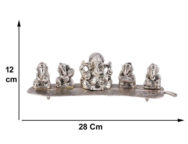 INTERNATIONAL GIFT® Silver Plated Musical Ganesh Idol (Murti) Oxidized Finish with Beautiful Red Velvet Box Packing and with Carry Bag (8H x 28W x 6L Centimeters) - Image 3