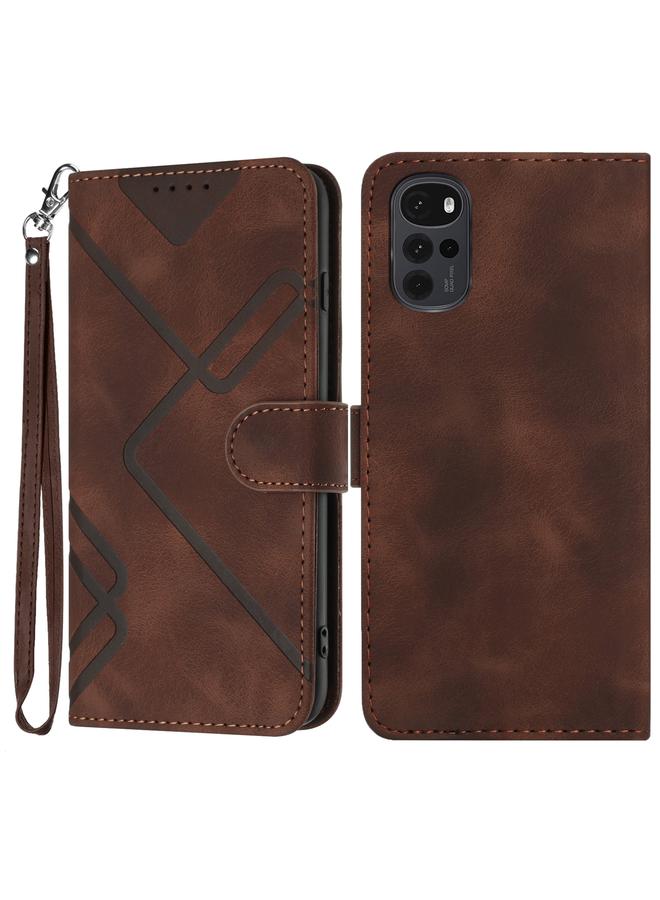 اس-توب جراب لهاتف Motorola Moto G22 بنمط خطوط من الجلد الملمس - Image 1