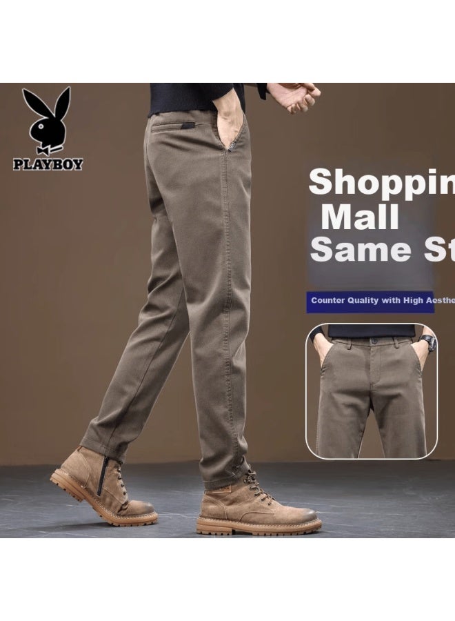 Playboy Men's Autumn Winter Casual Pants New Loose Straight Slim Fit Business Trendy Versatile Trousers - Image 1