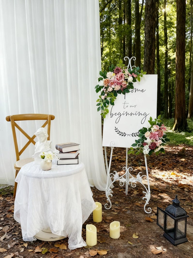 Odouzy Pack of 2 Wedding Arch, Artificial Flowers, Wedding Decorï¼ŒFlower Garland Be Suited to Banquet, Party, Reception Entrance Welcome Sign and Background Decoration (Dusty Pink)â€¦ - Image 3