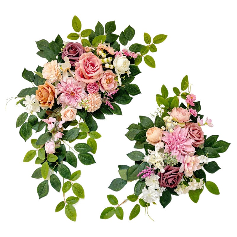 Odouzy Pack of 2 Wedding Arch, Artificial Flowers, Wedding Decorï¼ŒFlower Garland Be Suited to Banquet, Party, Reception Entrance Welcome Sign and Background Decoration (Dusty Pink)â€¦ - Image 1