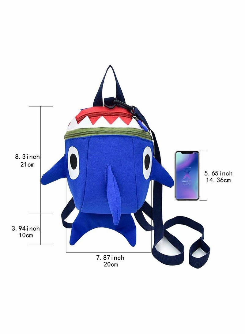 Safety Kids Leash Backpack with 2 in 1 Harness Leash Lunch Boxes Carry Bag Cute Shark for Toddlers Boys Girls Little Playful Preschool–Blue - Image 5