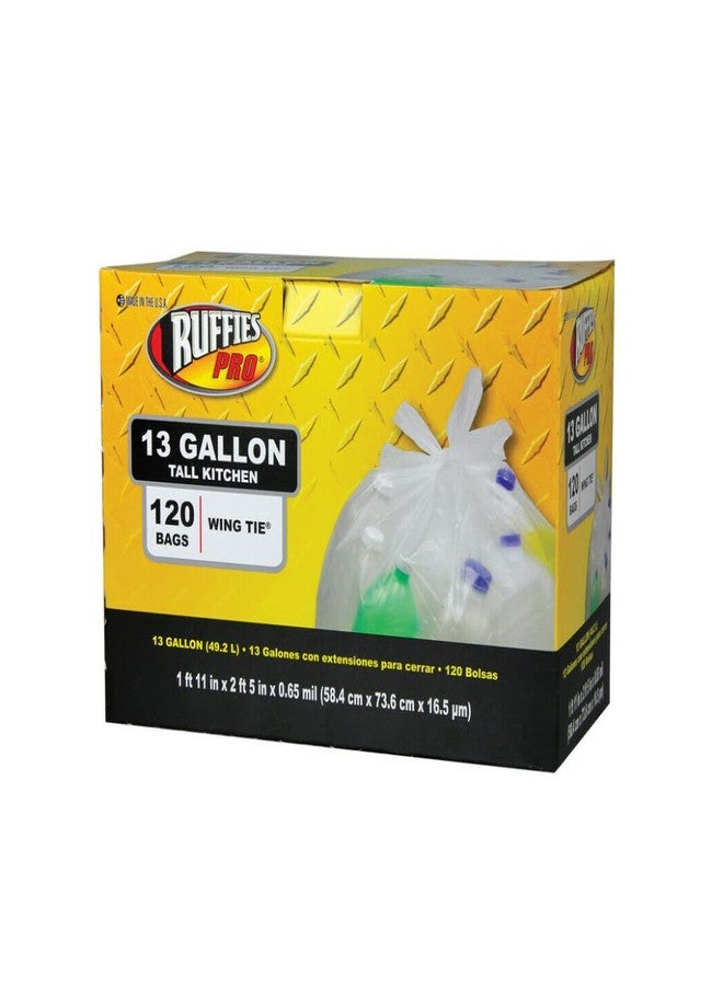 Berry Plastics Ruffies Pro 13 gal. Tall Kitchen Bags Wing Ties 120 pk - Image 1
