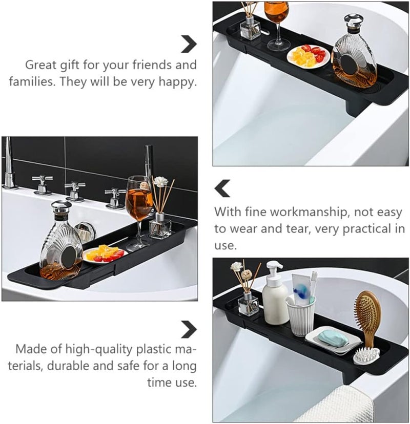 Bath Tray Bathtub Shelf Bathroom Organizer Holder Tub Rack Soap Extending Extendable Book - Image 3