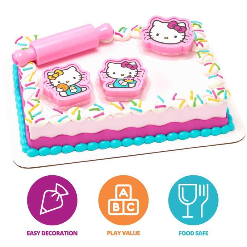 ديكوباك Decoset Hello Kitty Play Bake Fun Cake Topper 7 قطعة مجموعة زخرفة مع طوابع قاطع ملفات تعريف الارتباط ومتداول الأطعمة الأطعمة الآمنة - Image 2