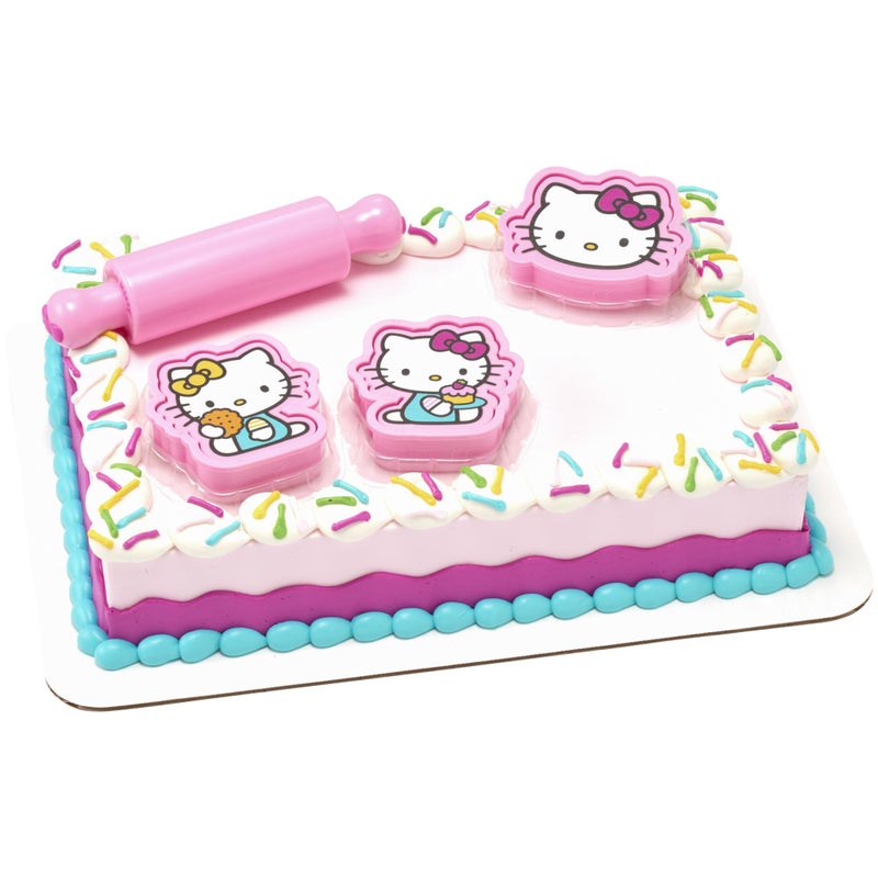ديكوباك Decoset Hello Kitty Play Bake Fun Cake Topper 7 قطعة مجموعة زخرفة مع طوابع قاطع ملفات تعريف الارتباط ومتداول الأطعمة الأطعمة الآمنة - Image 1