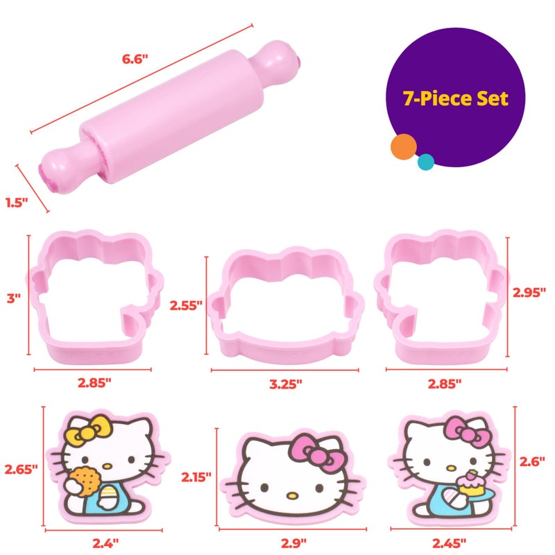 ديكوباك Decoset Hello Kitty Play Bake Fun Cake Topper 7 قطعة مجموعة زخرفة مع طوابع قاطع ملفات تعريف الارتباط ومتداول الأطعمة الأطعمة الآمنة - Image 5