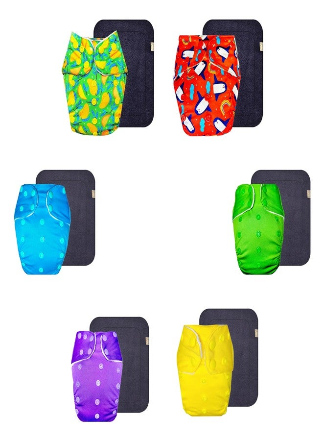 حفاضات قماشية فاخرة من دمبلدو مع حشوة رمادية (عبوة من 6 قطع) | شعور بالجفاف والراحة | تهوية جيدة | سهلة التنظيف | ضرورية للاستخدام اليومي | من 3 أشهر إلى 3 سنوات | مناسبة للجنسين - Image 1