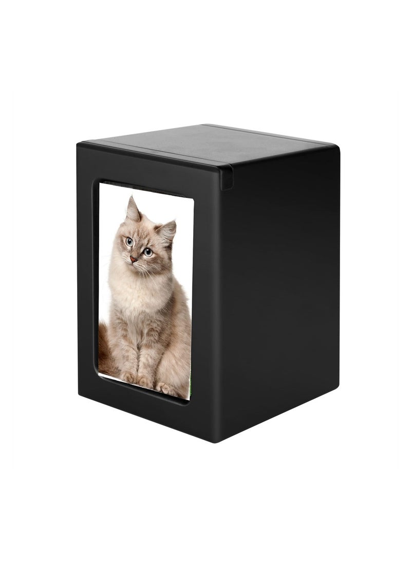 SYOSI Wood Pet Cremation Urn, Pet Urns for Dogs Cats Small Animals Ashes, Funeral Burial Urns with Photo Frame, Dog Urn Keepsake Box, Loss Pet Memorial Remembrance Gift (Black)  - Image 1