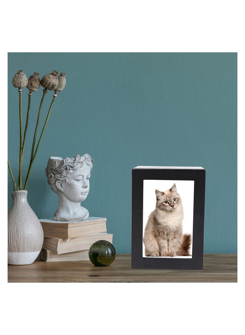 SYOSI Wood Pet Cremation Urn, Pet Urns for Dogs Cats Small Animals Ashes, Funeral Burial Urns with Photo Frame, Dog Urn Keepsake Box, Loss Pet Memorial Remembrance Gift (Black)  - Image 2
