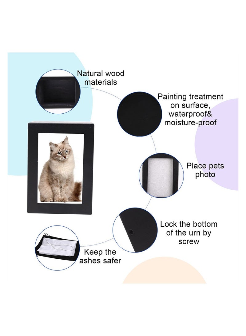 SYOSI Wood Pet Cremation Urn, Pet Urns for Dogs Cats Small Animals Ashes, Funeral Burial Urns with Photo Frame, Dog Urn Keepsake Box, Loss Pet Memorial Remembrance Gift (Black)  - Image 5