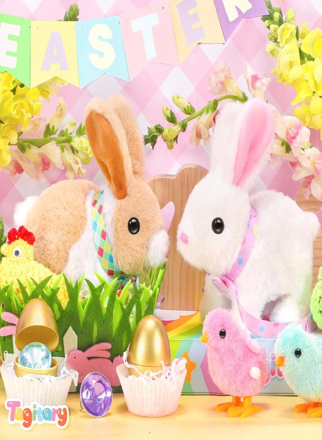 Tagitary Easter Plush Toys Interactive Bunny for Kids That Wiggling Ears,Hopping,Twitching Nose with Sounds,Realistic Rabbit Toy with Leash and Wind Up Toys,Easter Birthday Gift for Toddlers - Image 3