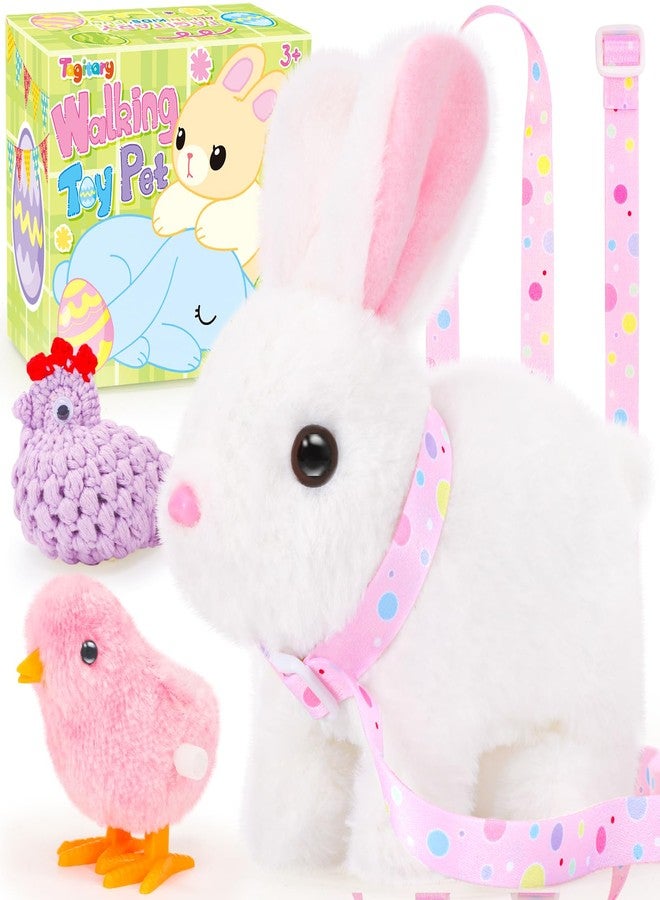 Tagitary Easter Plush Toys Interactive Bunny for Kids That Wiggling Ears,Hopping,Twitching Nose with Sounds,Realistic Rabbit Toy with Leash and Wind Up Toys,Easter Birthday Gift for Toddlers - Image 1