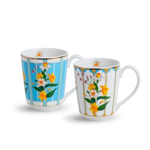 Shay Ceramic Coffee Mug Set, Set of 2, 300ml, Nargis | Medium Mug | Glossy Finish | Porcelain Coffee Cup Set | Ceramic Cup (Nargis Mug, Set of 2) - Image 1
