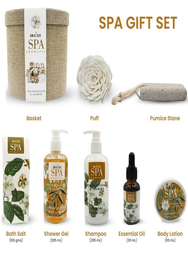 Draizee Luxury Spa Gifts for Women - 9 Pcs Frankincense & Jasmine Scented Bath and Body Spa Set-Self Care Package, Present for Mom-Bath Basket-Body Care Set for Her - Image 4