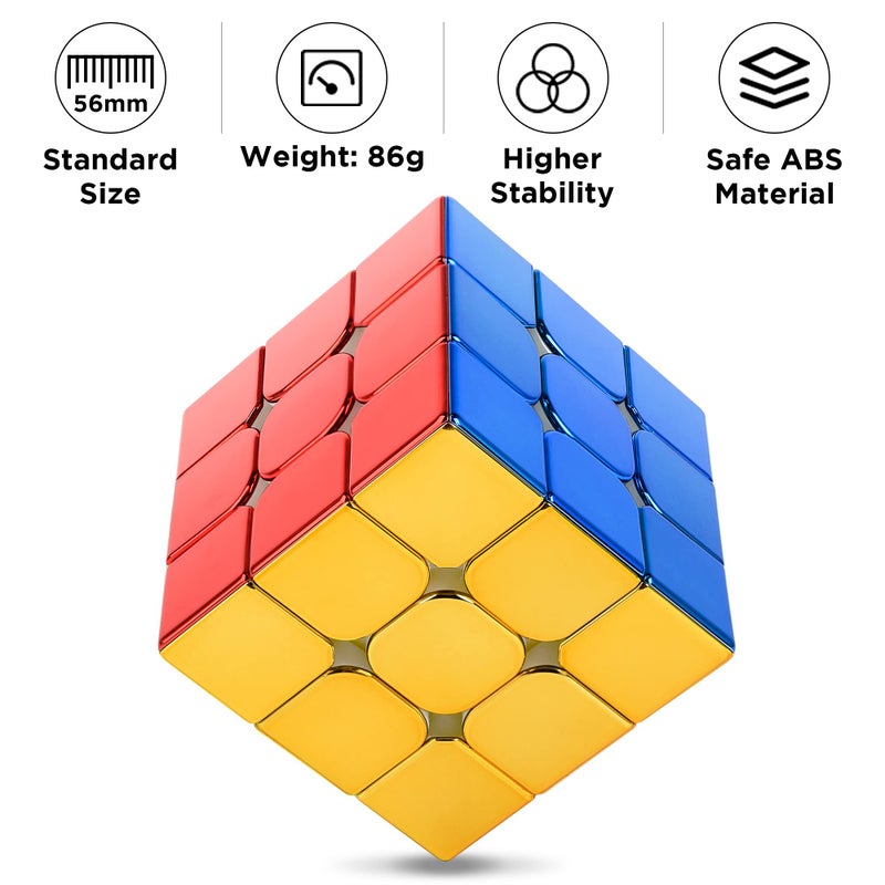 D-FantiX Magnetic Mirror Reflective Speed Cube 3x3x3, Cyclone Boys Original Stickerless Magic Cube, 3D Brain Teaser Cube, Personalized Shiny Cube Puzzles Gift for Kids Adults (56mm) - Image 5