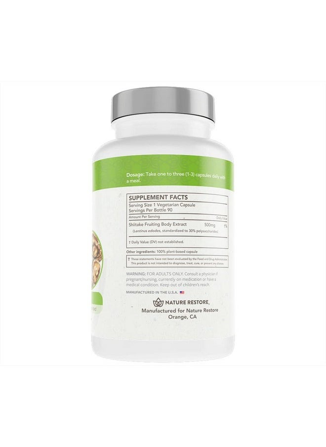 Nature Restore Shiitake Mushroom Supplement 90 Capsules 30% Polysaccharides  - Image 2