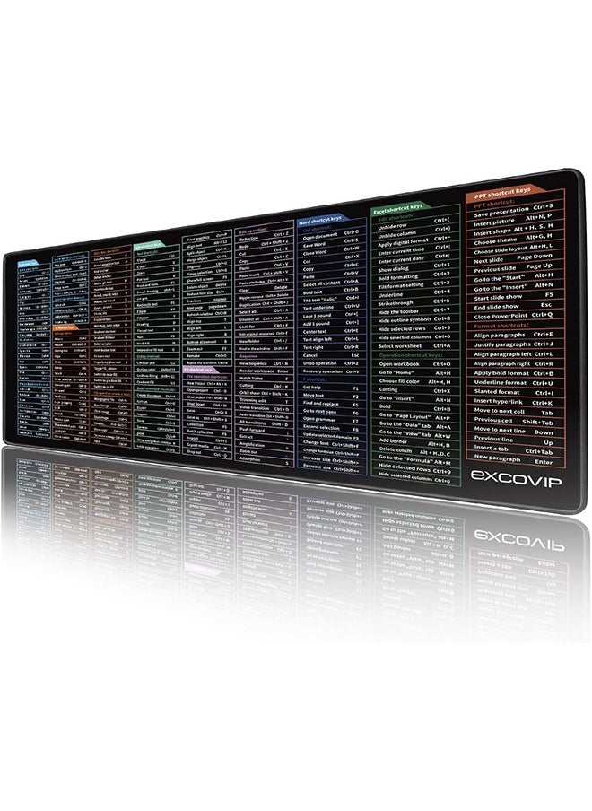 excovip - Large Gaming Mouse Pad, Long XXL Mouse pad, Shortcut Mouse Pad, Extended Computer Mouse Pad/Desk Mat With Stitched Edges For Gamer, Office, Home (800x300mm) - Image 1